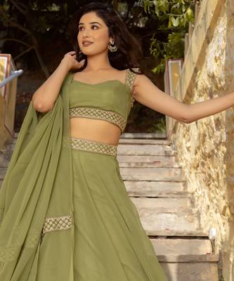 Dreamy Pastel Green festive charm and wedding-ready glam designed Lehenga Choli  7