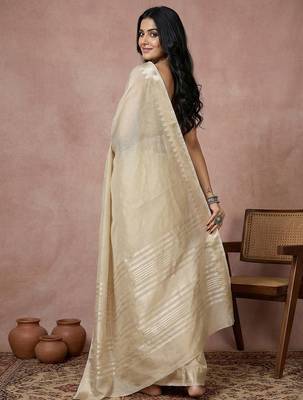 cream soft cotton saree with zari border | comfortable daily wear 2
