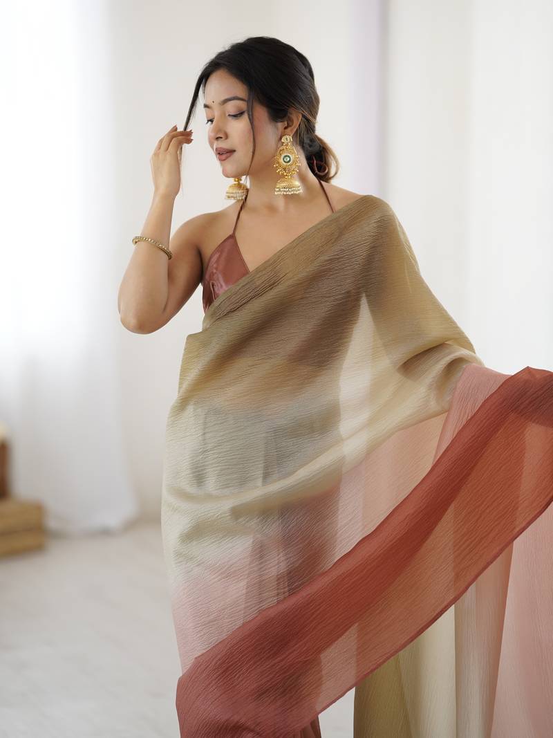 maroon ready-to-wear candy crush art silk saree with satin art silk blouse