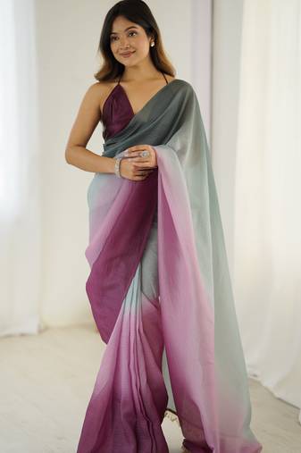 wine ready-to-wear candy crush art silk saree with satin art silk blouse