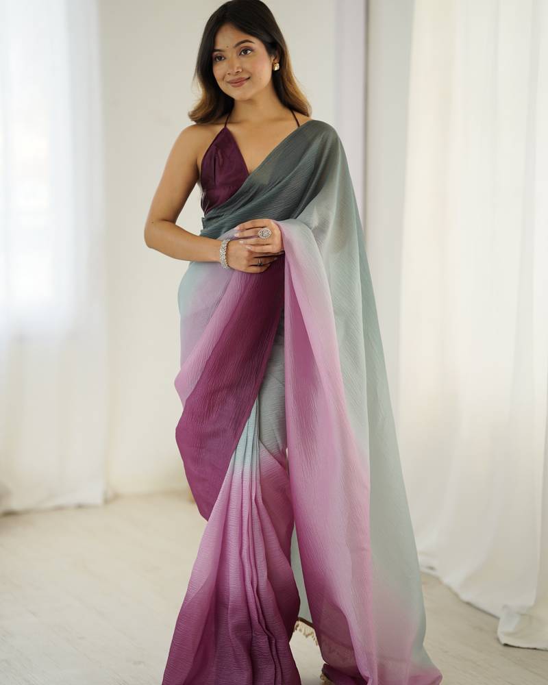 wine ready-to-wear candy crush art silk saree with satin art silk blouse