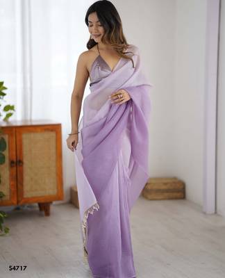 light purple ready-to-wear candy crush art silk blend saree with satin art silk blend blouse 1