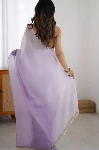 light purple ready-to-wear candy crush art silk blend saree with satin art silk blend blouse