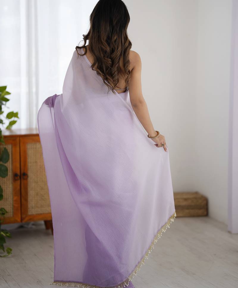 light purple ready-to-wear candy crush art silk saree with satin art silk blouse