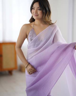 light purple ready-to-wear candy crush art silk blend saree with satin art silk blend blouse 3