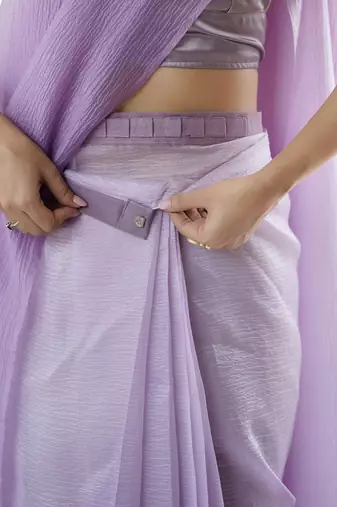 light purple ready-to-wear candy crush art silk blend saree with satin art silk blend blouse