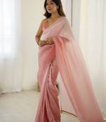light pink ready-to-wear candy crush art silk saree with satin art silk blouse