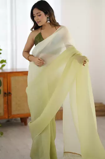 light green ready-to-wear candy crush art silk saree with satin art silk blouse