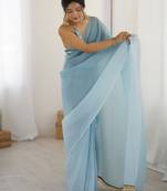 light sky blue ready-to-wear candy crush art silk saree with satin art silk blouse