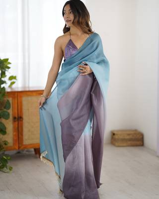 dark purple ready-to-wear candy crush art silk blend saree with satin art silk blend blouse 1