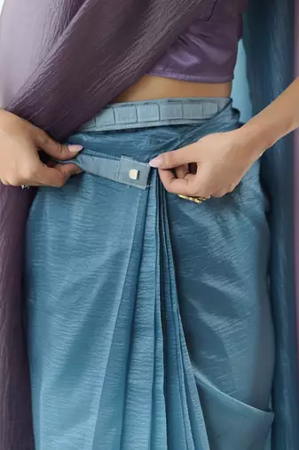 dark purple ready-to-wear candy crush art silk blend saree with satin art silk blend blouse