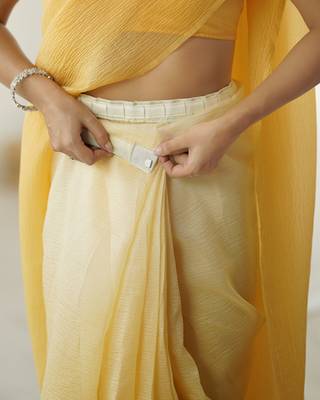 yellow ready-to-wear candy crush art silk blend saree with satin art silk blend blouse 4