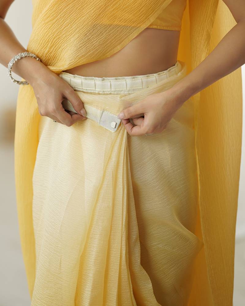 yellow ready-to-wear candy crush art silk saree with satin art silk blouse