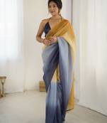 dark navy blue ready-to-wear candy crush art silk saree with satin art silk blouse