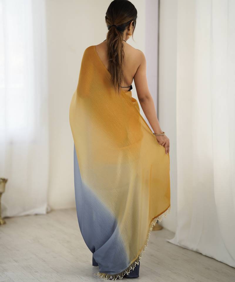 dark navy blue ready-to-wear candy crush art silk saree with satin art silk blouse