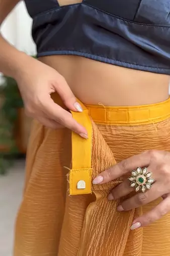 dark navy blue ready-to-wear candy crush art silk blend saree with satin art silk blend blouse
