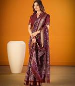 maroon elegant kalamkari zari chanderi saree with matching blouse – polyester viscose
