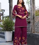 Women Embroidered Pure Cotton Top  with Trousers