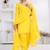 Yellow lace button solid rayon stitched a-line pant suit set