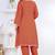 Peach lace button solid rayon stitched a-line pant suit set