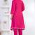 Pink lace button solid rayon stitched a-line pant suit set