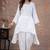 White lace button solid rayon stitched a-line pant suit set