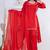 Red lace button solid rayon stitched a-line pant suit set