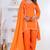 Orange lace button solid rayon stitched a-line pant suit set