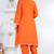 Orange lace button solid rayon stitched a-line pant suit set