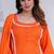 Orange lace button solid rayon stitched a-line pant suit set