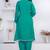 Green lace button solid rayon stitched a-line pant suit set