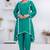 Green lace button solid rayon stitched a-line pant suit set
