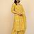 Women's mustard floral print pure cotton straight fit kurta set with bottom and dupatta (3-piece set)