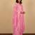 Women's pink & white floral print pure cotton straight fit kurta set with bottom and dupatta (3-piece set)