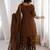 Chocolate brown crunchy silk embroidered kurta palazzo set