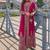 Rani pink chinon embroidered salwar suit semi stitched up to 42" size