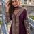 Wine chinon embroidered salwar suit semi stitched up to 42" size
