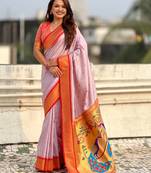 multicolor zari woven paithani art silk traditional wear saree with unstitched blouse