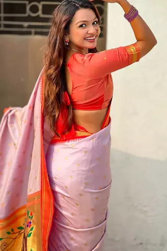 multicolor zari woven paithani art silk traditional wear saree with unstitched blouse