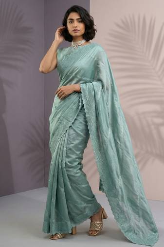 pastel leheriya embroidered pure raspberry art silk party wear saree with unstitched blouse