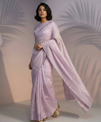 pastel leheriya embroidered pure raspberry art silk party wear saree with unstitched blouse 1