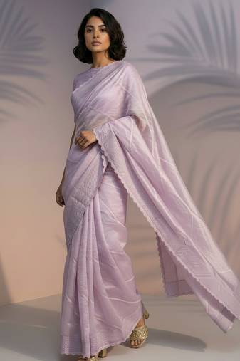 pastel leheriya embroidered pure raspberry art silk party wear saree with unstitched blouse