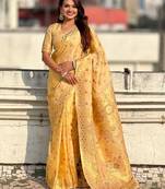 multicolor leheriya meenakari zari woven kora art silk festive wear saree with unstitched blouse