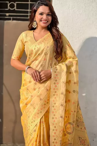 multicolor leheriya meenakari zari woven kora art silk festive wear saree with unstitched blouse