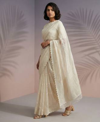 pastel leheriya embroidered pure raspberry art silk party wear saree with unstitched blouse 3