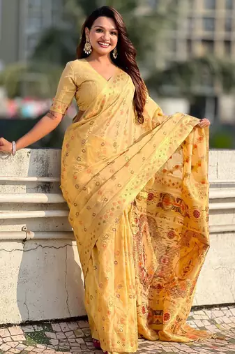 multicolor leheriya meenakari zari woven kora art silk festive wear saree with unstitched blouse