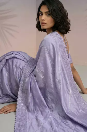 pastel leheriya embroidered pure raspberry art silk party wear saree with unstitched blouse