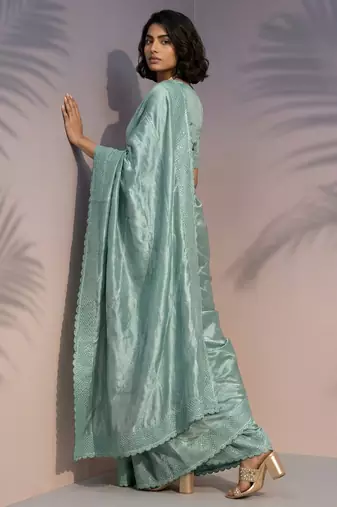 pastel leheriya embroidered pure raspberry art silk party wear saree with unstitched blouse