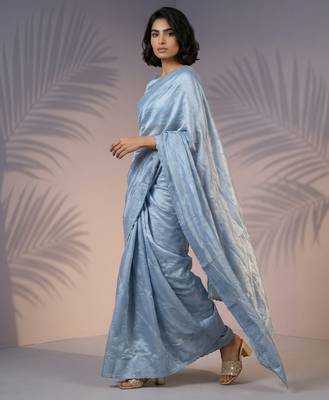 pastel leheriya embroidered pure raspberry art silk party wear saree with unstitched blouse 3