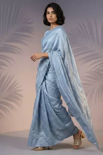 pastel leheriya embroidered pure raspberry art silk party wear saree with unstitched blouse